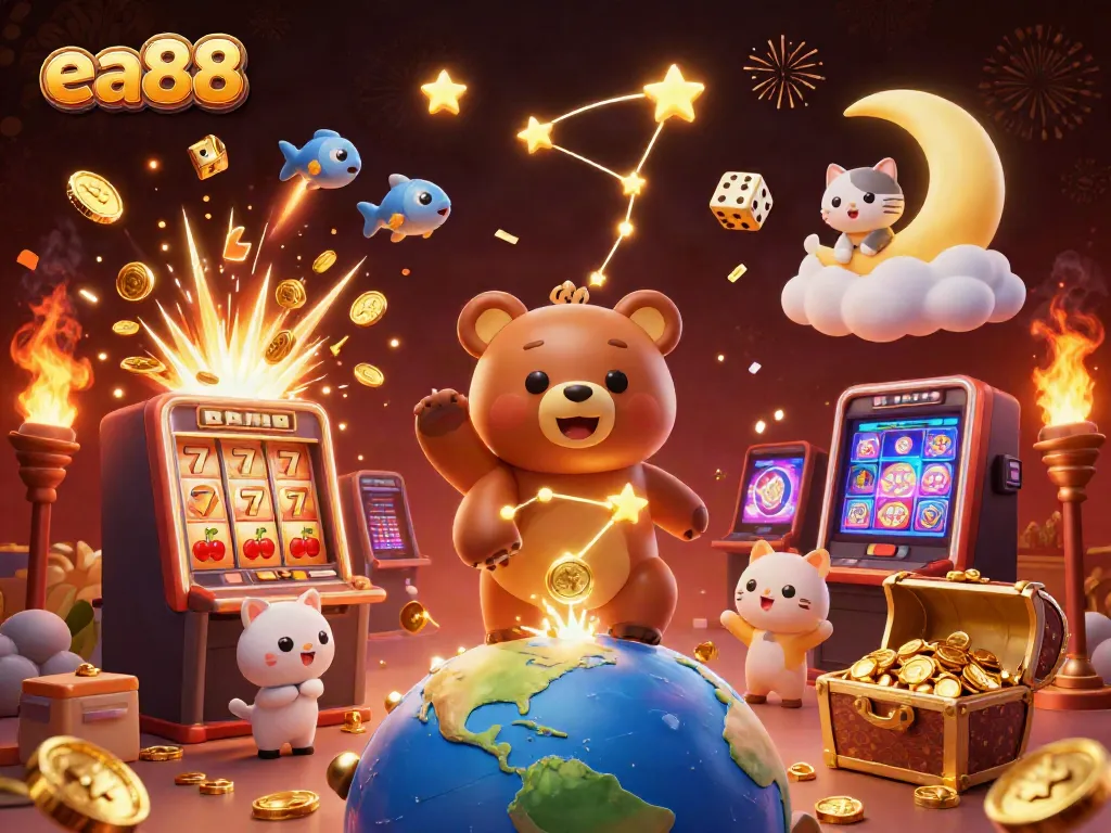 Experience the thrill of winning at ea88 with vibrant casino elements and enchanting characters.